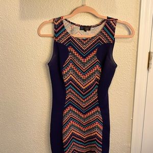 Navy blue tribal print mini dress